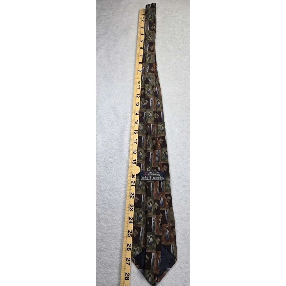 Vintage 90s Molecular Expressions Cocktail Collection Silk Tie Abstract Geometri